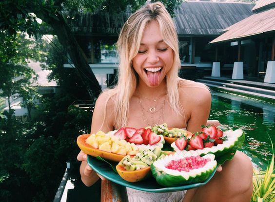 Alexis Ren with fruit to Get The Best Sleep of Your Life