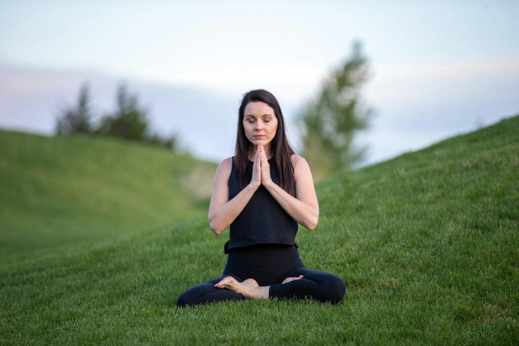 A woman meditating
